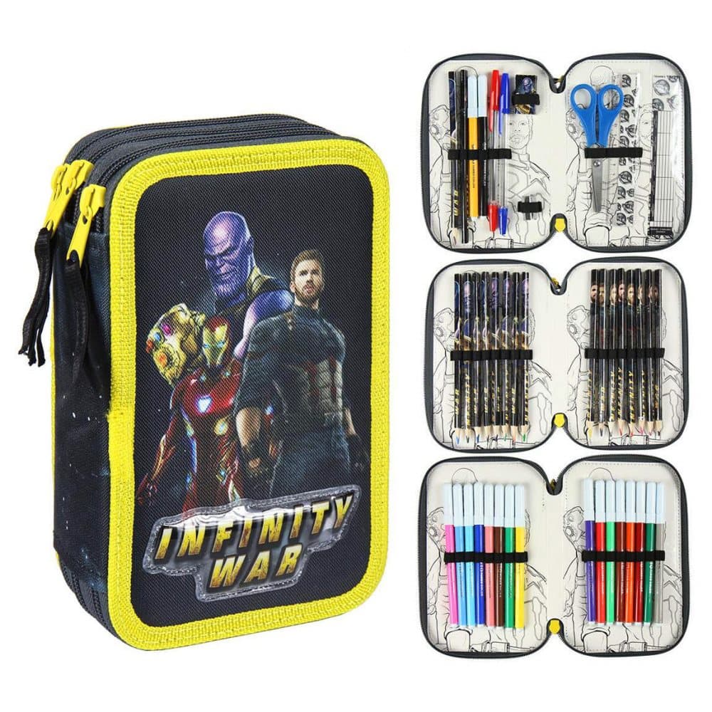 Marvel Avengers Galaxy Thanos Triple Schoolset 43-delt Pennset sort / gul