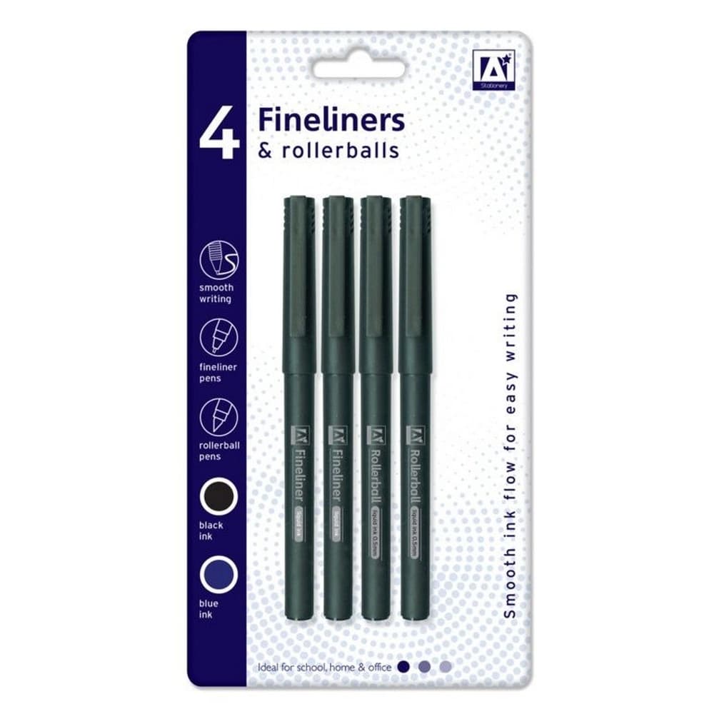 A Star Fineliner och rullbollspennor (paket med 4)