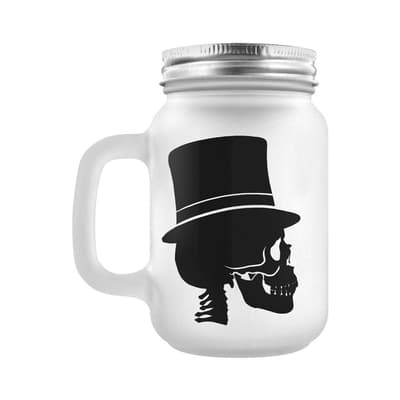 Grindstore Mr Bones Frosted Mason Jar Drinking Glass