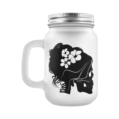 Grindstore Mrs Bones Frosted Mason Jar Drinking Glass