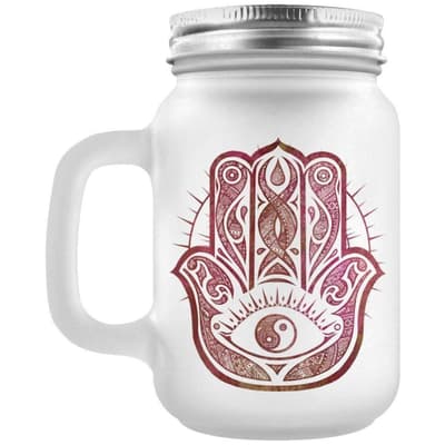 Unorthodox Collective Hamsa Hand Frosted Mason Jar