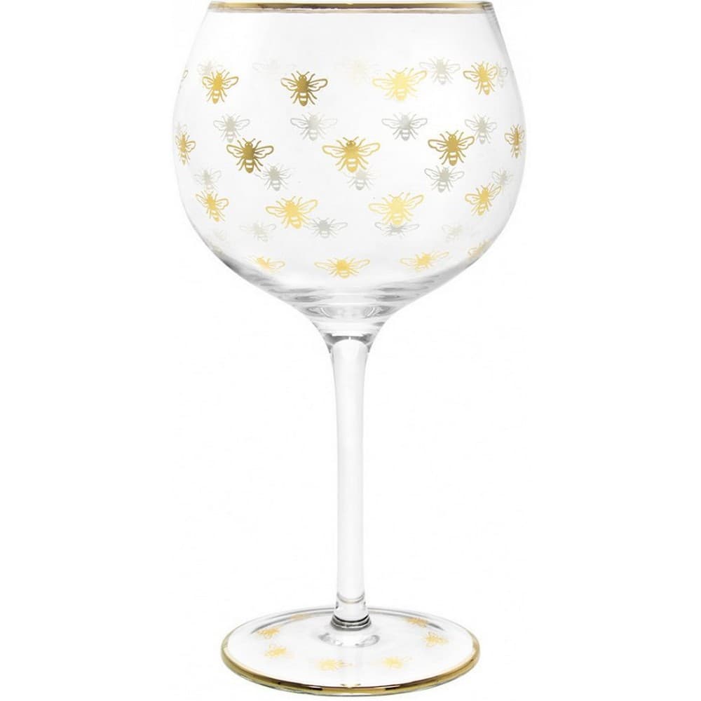 Golden Bee Patterned Gin Glass