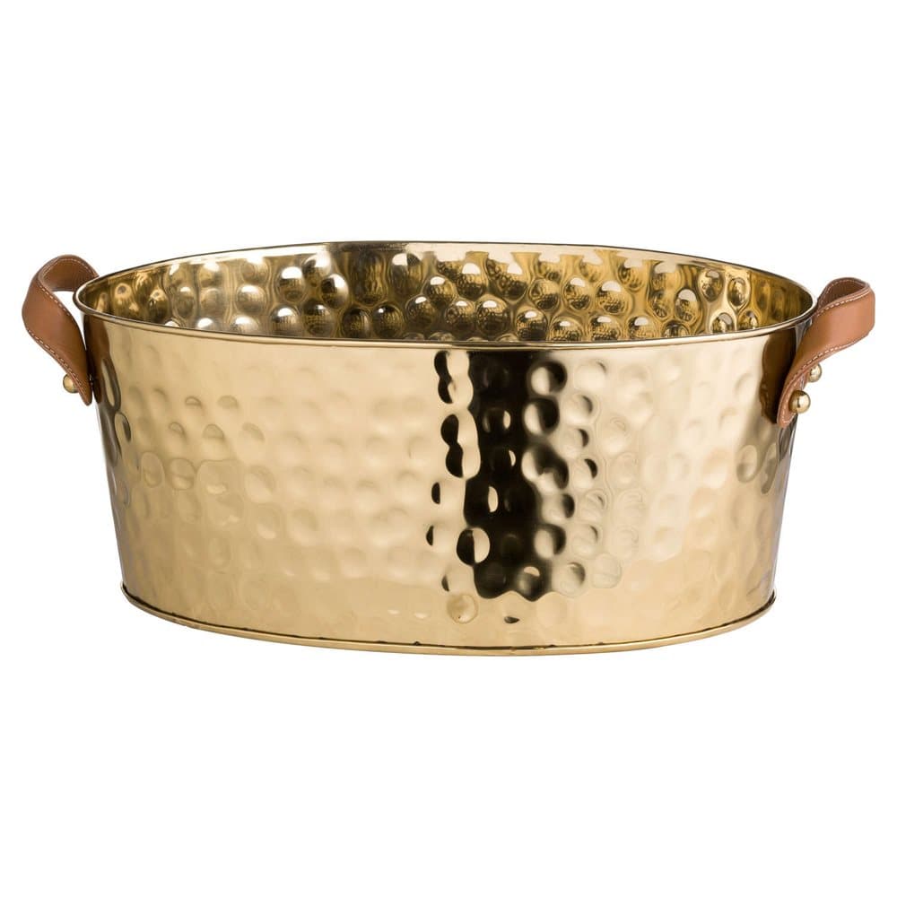 Hill Interiors Brass Large Leather Handled Champagne Cooler