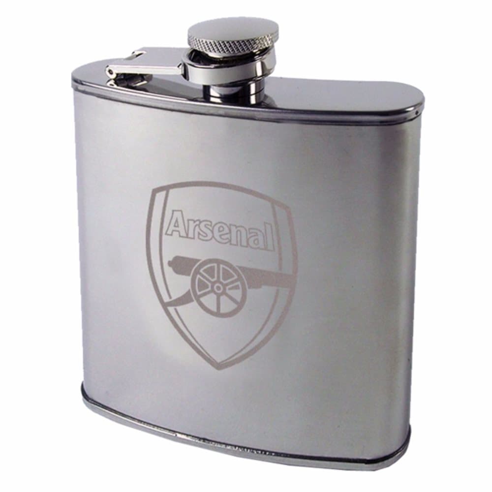 Arsenal FC Official Crest Design Chrome Hipflask
