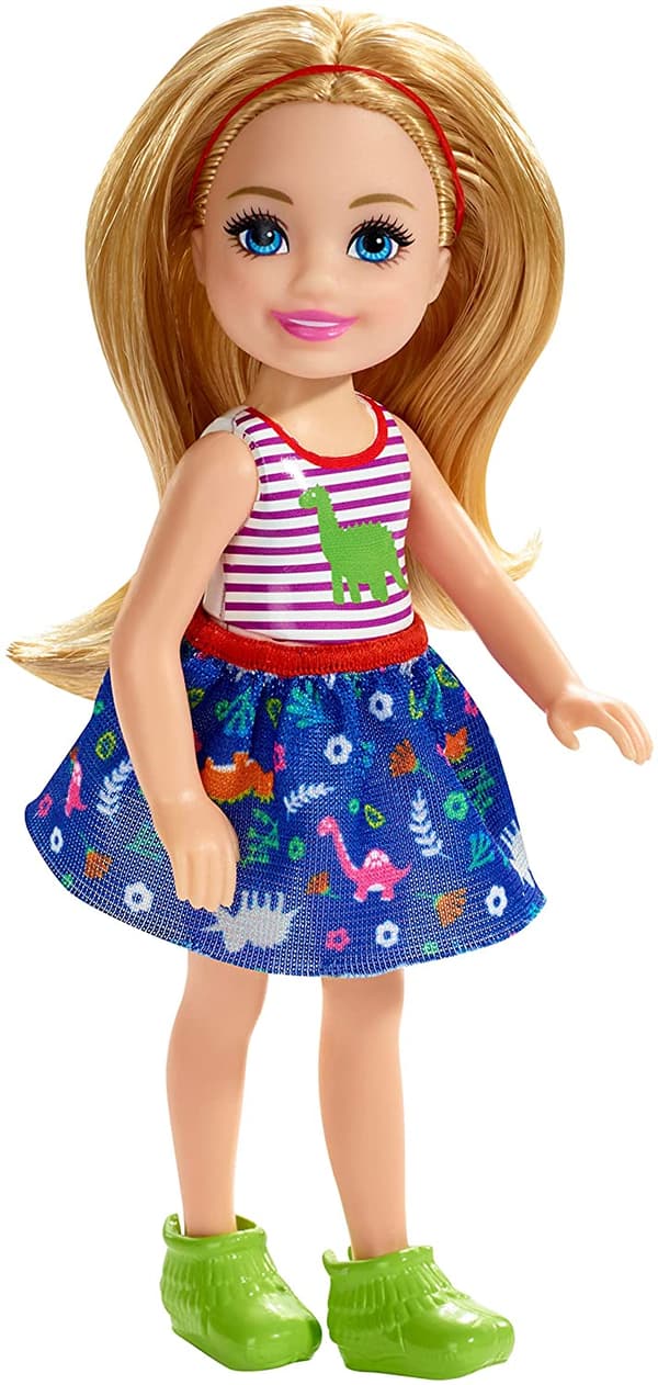 Barbie Club Chelsea Doll, Blonde with Dinosaur-Themed Look