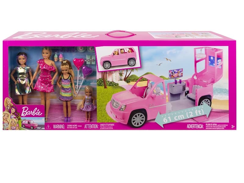 Barbie Party Limousin med Barbie og hennes 3 søstre - Party Limo GFF58