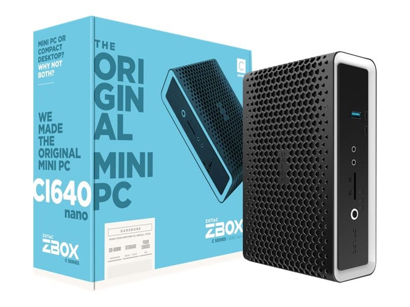 ZOTAC ZBOX C Series CI640 nano - Barebone - mini-PC - 1 x Core i5 8250U / 1.6 GHz - RAM 0 GB - UHD Graphics 620 - GigE - WLAN: 802.11ac, Bluetooth 4.