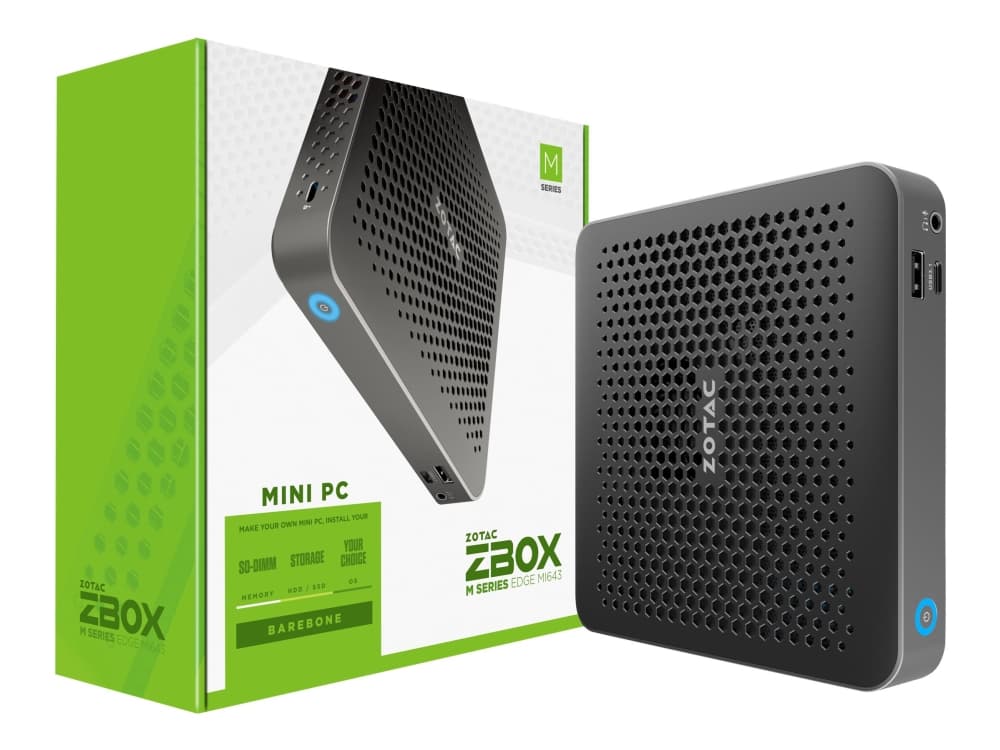 ZOTAC ZBOX M Series MI643 - Barebone - mini-PC - 1 x Core i5 10210U / 1.6 GHz - RAM 0 GB - UHD Graphics - GigE - WLAN: 802.11ac, Bluetooth 5.0