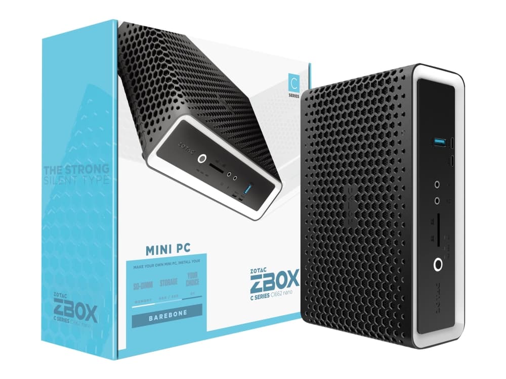 ZOTAC ZBOX C Series CI662 nano - Barebone - mini-PC - 1 x Core i7 10510U / 1.8 GHz - RAM 0 GB - UHD Graphics - GigE - WLAN: 802.11ac, Bluetooth 5.0