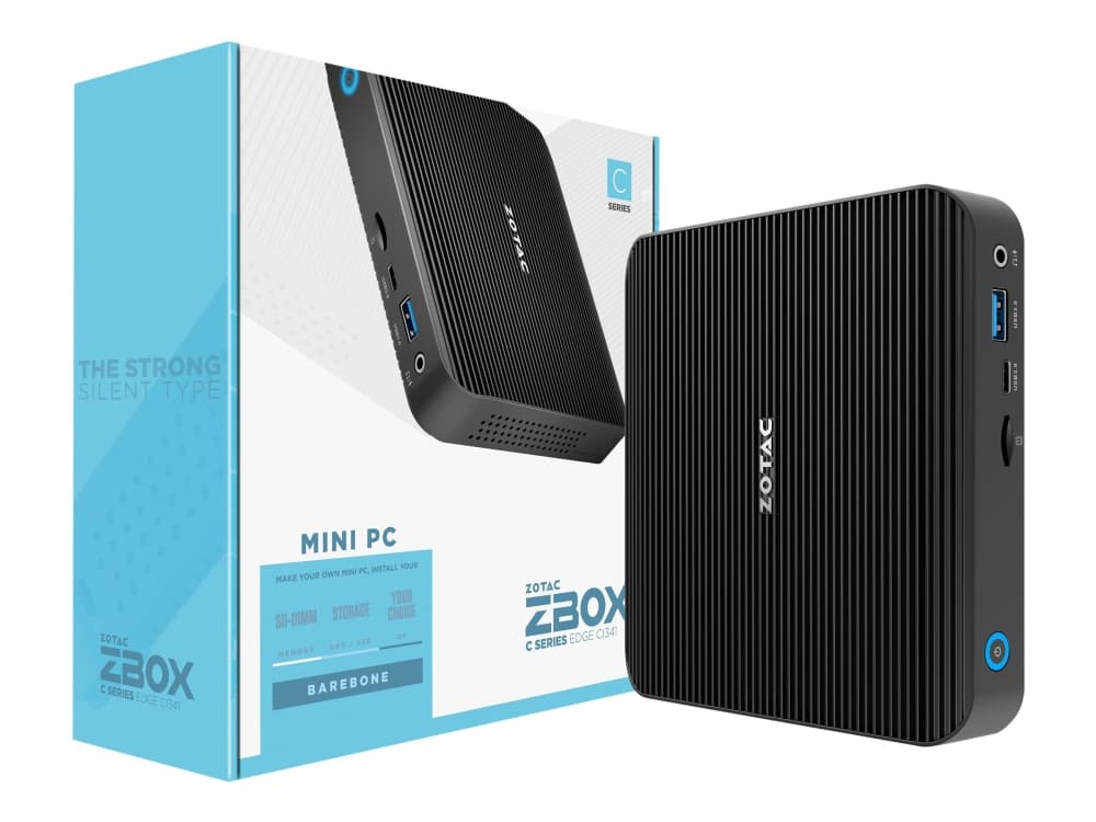 ZOTAC ZBOX C Series CI341 nano - Barebone - mini-PC - 1 x Celeron N4100 / 1.1 GHz - RAM 0 GB - UHD Graphics 600 - GigE - WLAN: 802.11ac, Bluetooth 4.