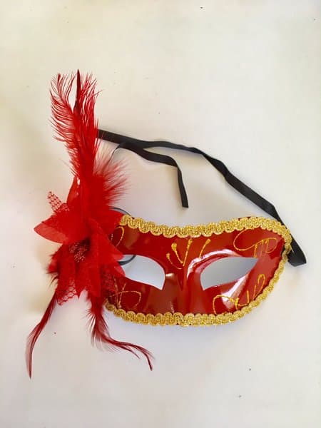 Halloween mask spets / fjädrar. Vietnamesisk