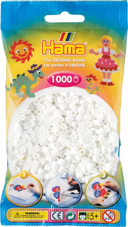 Beads to Plate Hama Midi White 1000pcs 207-01