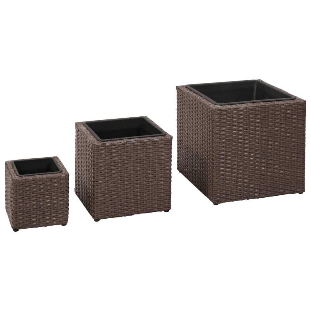 vidaXL plantekrukker 3 stk. polyrattan brun