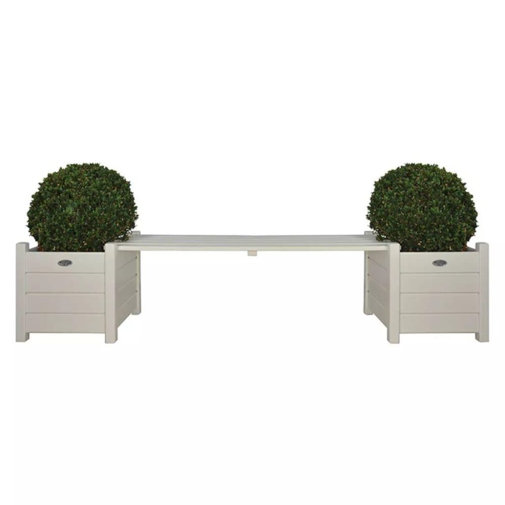 Esschert Design plantekasser CF33W med bænk imellem, hvide