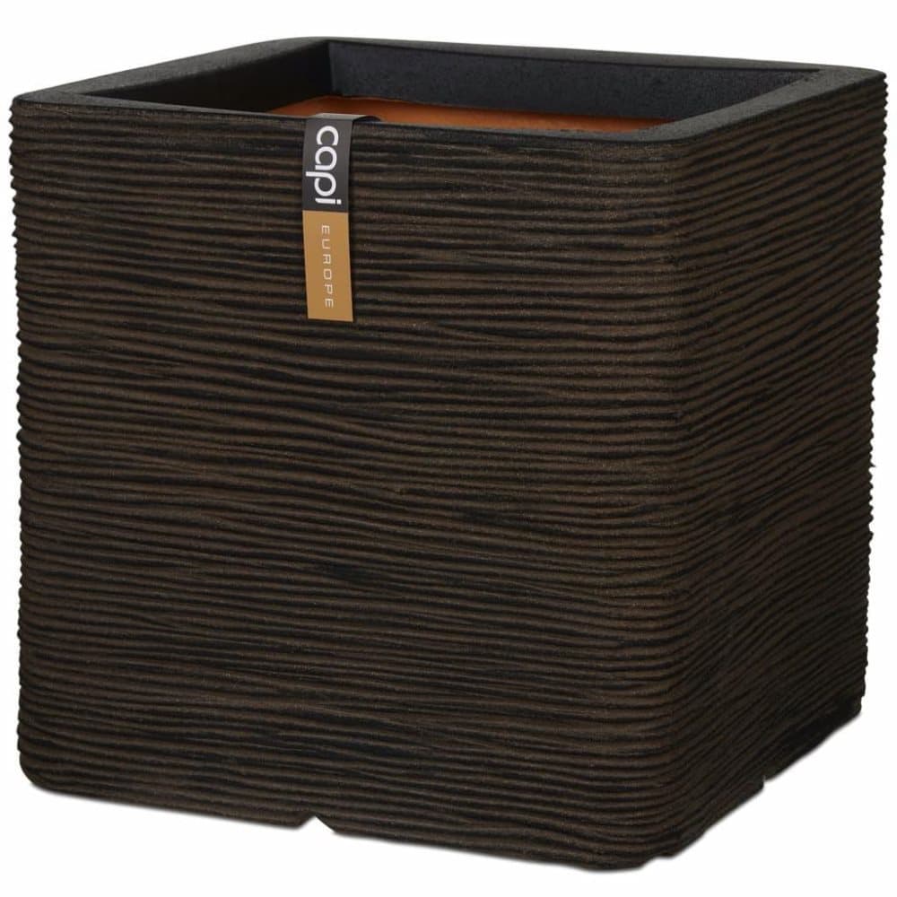 Capi Plantepotte Nature Rib kvadratisk 30x30 cm brun KOFB902