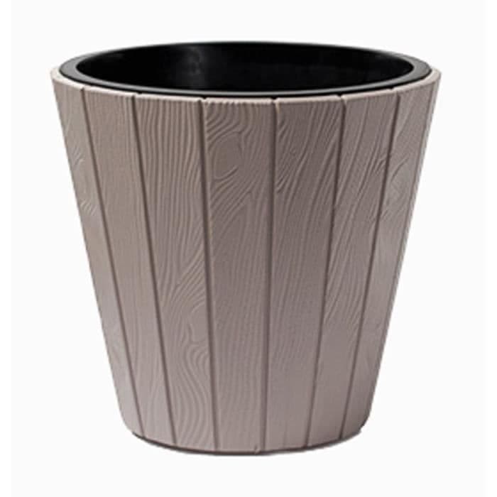 PROSPERPLAST Woode rund kruka - Ø 393 mm - Mokka brun