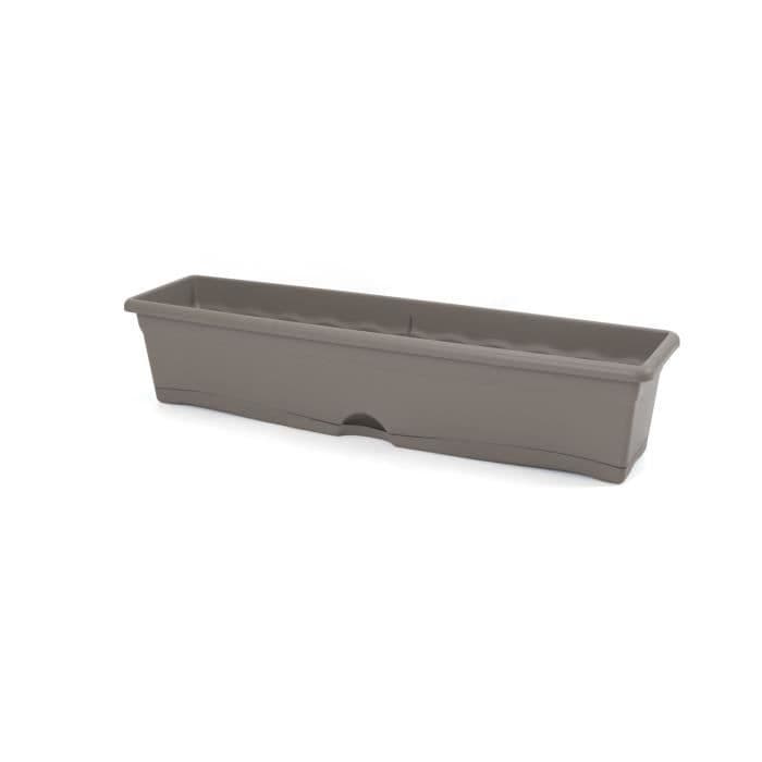 PLASTIKEN suorakulmainen istutuslaite 80 x 20 cm + TERRA-keräysalusta - Taupe