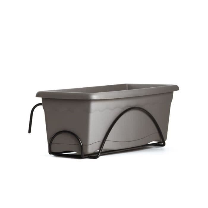 PLASTIKEN Jardiniere 40x20 Cm + Tarjotin + Parveketuki TERRA Collection - Taupe