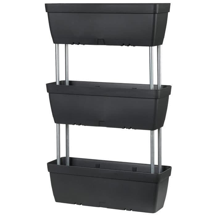 DEROMA Nyd Jardiniere-trioen med vandreservat - 50 x 16,1 x H 22 cm - 28,8 L - antracit sort