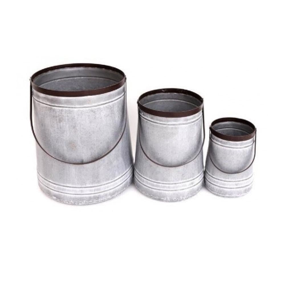 Potting Shed Zink Metal Bucket Planters (set of 3)