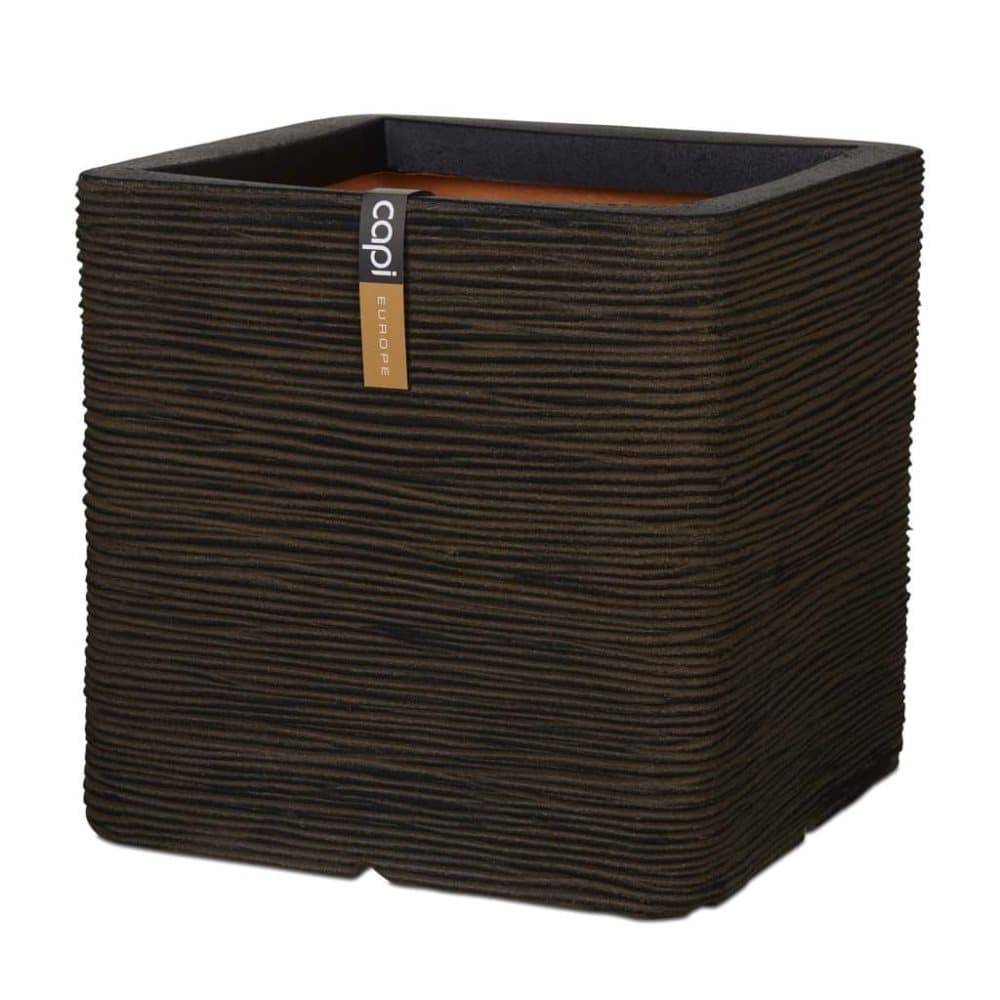 Capi Plantekasse Nature Rib firkantet 50 x 50 cm brun