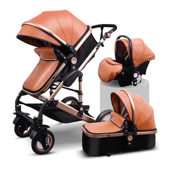 FinFlicka Kombivagn 3 i 1 Anti-chock Lyx Barnvagn - Brun