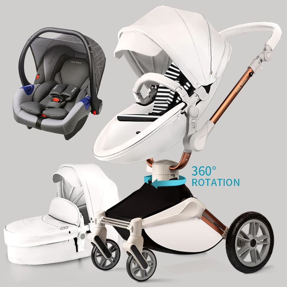 Hot Mom Barnvagn 3 i 1 Multifunktionellt Resesystem med bilbarnstol, modell F023