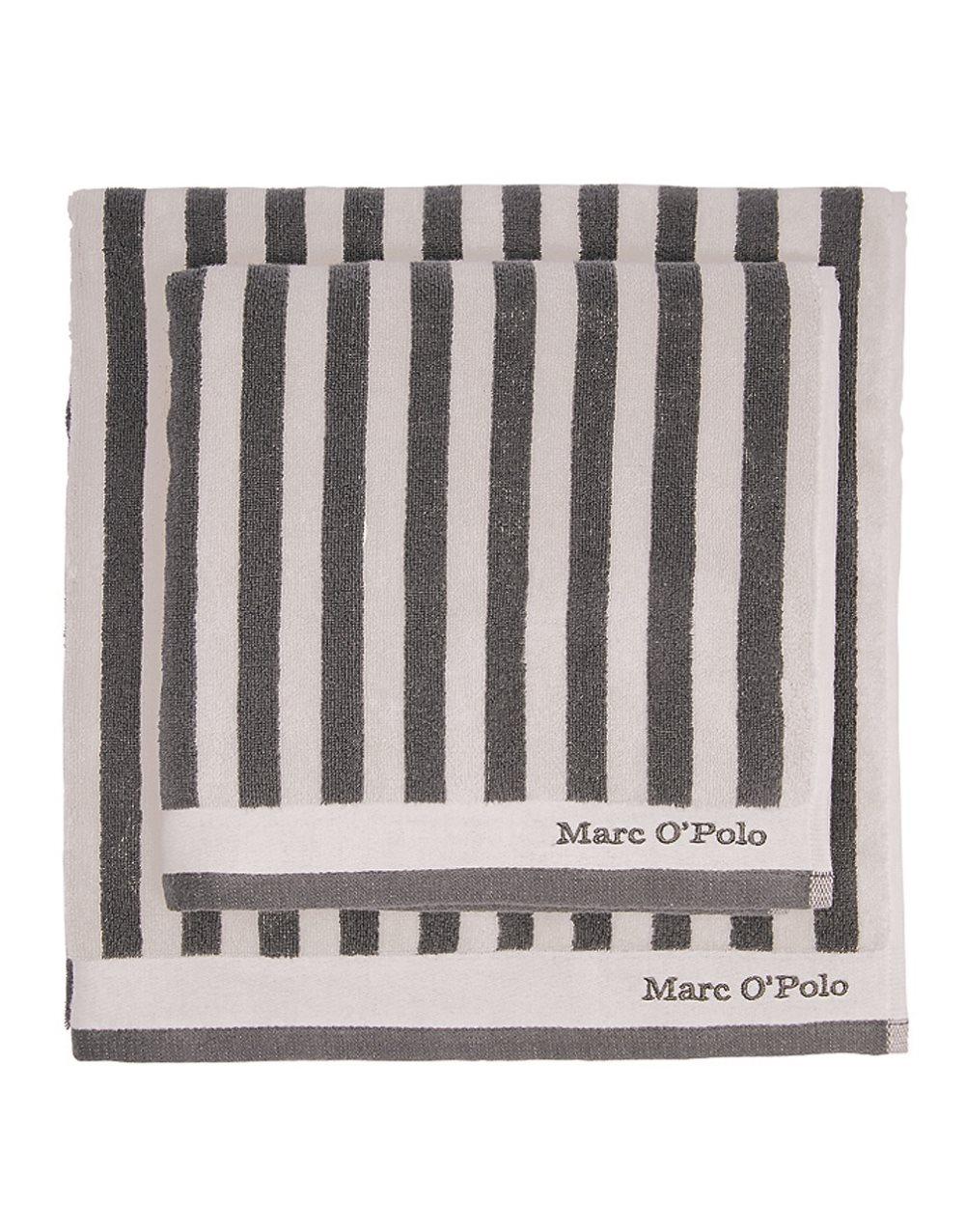 Marc O'Polo Classic Stripe Håndkle 60x110 cm Antrasitt/ Silver