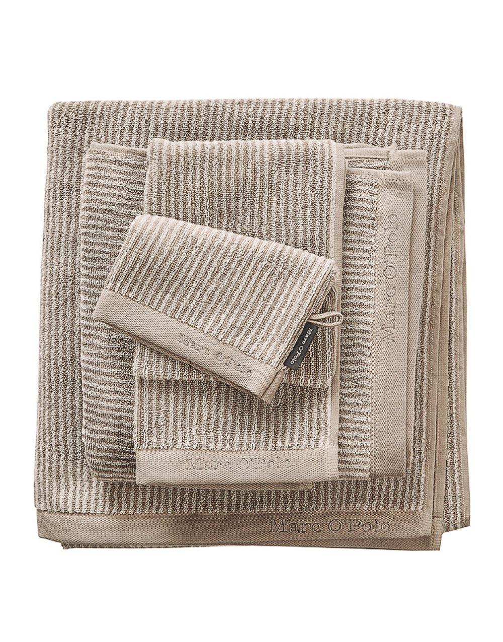 Marc O'Polo Timeless Tone Stripe Håndkle 50x100 cm Beige/ Ecru