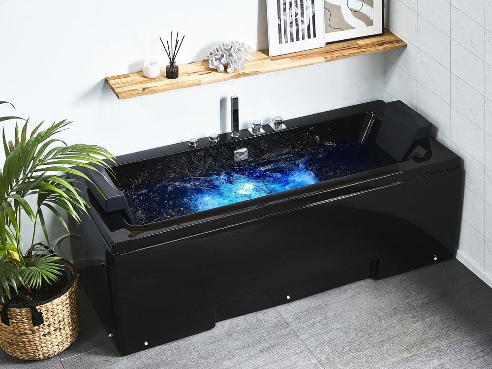 Bubbelbadkar med LED belysning svart GALLEY
