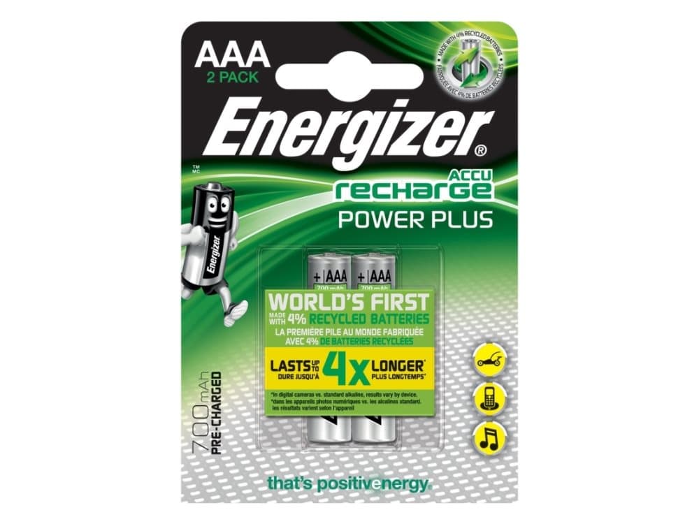 Energizer Power Plus AAA, Rechargeable battery, AAA, Nikkelmetallhydrid (NiMH), 1,2 V, 2 stykker, 700 mAh