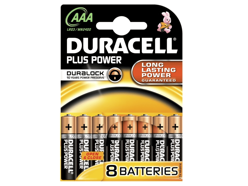 Duracell Plus Power, Single-use battery, AAA, Alkalinsk, 1,5 V, 8 stykker, Sylindriske