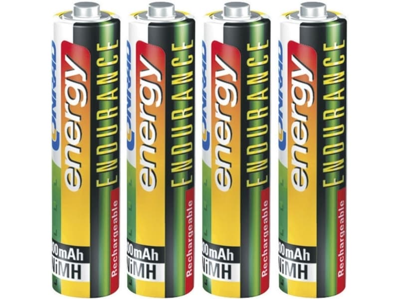 Conrad 253000, Nikkelmetallhydrid (NiMH), 1,2 V, 4 stykker, 1000 mAh, 44,5 mm, 1,05 cm