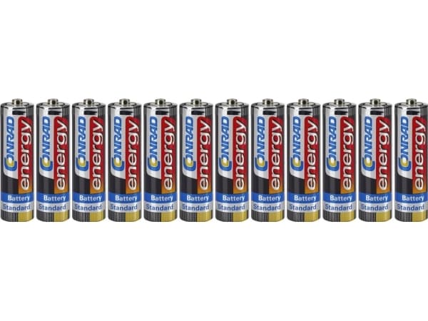Conrad 650619, Single-use battery, AA, Sink-Karbon, 1,5 V, 12 stykker, Flerfarget