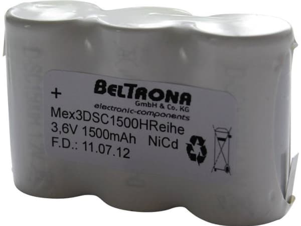 Beltrona 3DSC1500HRCLG Z-loddefane-hätäakku 3.6 V 1500 mAh