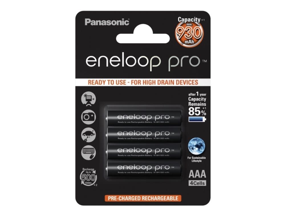 Panasonic BK-4HCCE/4BE, Rechargeable battery, Nickel-metallhydrid (NiMH), 1,2 V, 4 styck, 900 mAh, Svart