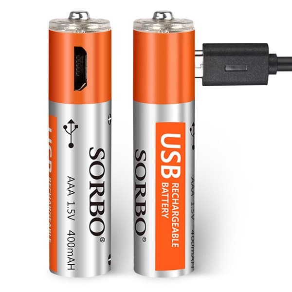 4 x USB-ladattava AAA-akkuparisto 400mAh