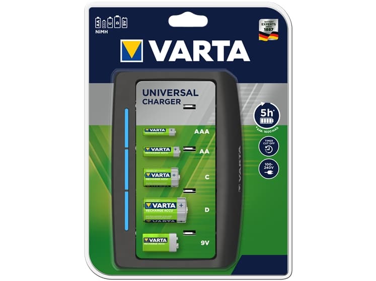 Varta Universal Charger - 5 - 8 tim. batteriladdare - (för 4xAA/4xAAA, 4xD, 4xC, 1x9V)