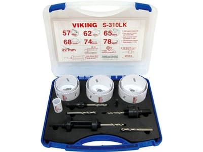 VIKING Hulsavesæt S-310LK HSS Bi-M 8-Cobalt 22-78 mm Elektrikersæt med 7 hulsave og Easy Eject holder til LK Ny FUGA