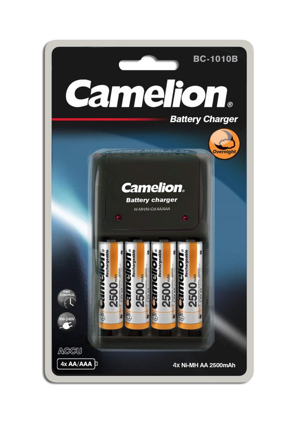 Batteriladdare + 4st laddningsbara AA batterier 2500 mAh