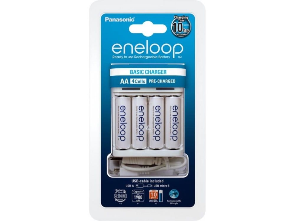 Panasonic BQ CC61 NiMH R03 (AAA), R6 (AA) Oplader til runde Panasonic eneloop USB Lader BQ CC61 til 4x AAAAA batterier