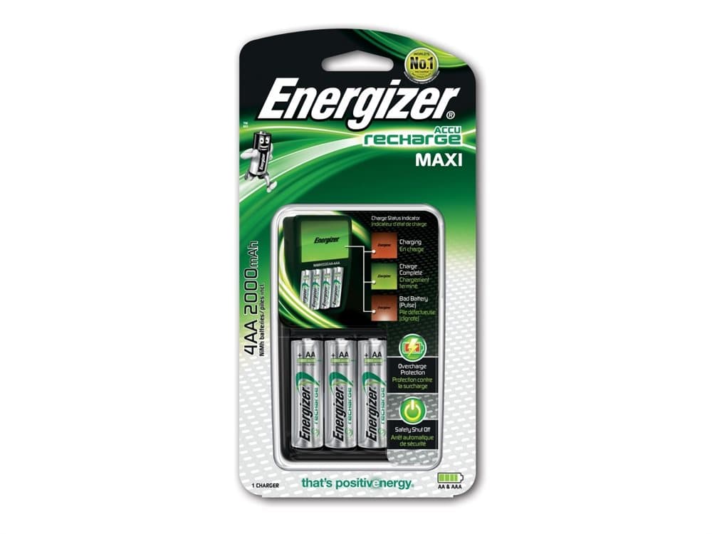Energizer Maxi Charger, AC, Nikkelmetallhydrid (NiMH), AA,AAA, Overlading, Svart, Lade