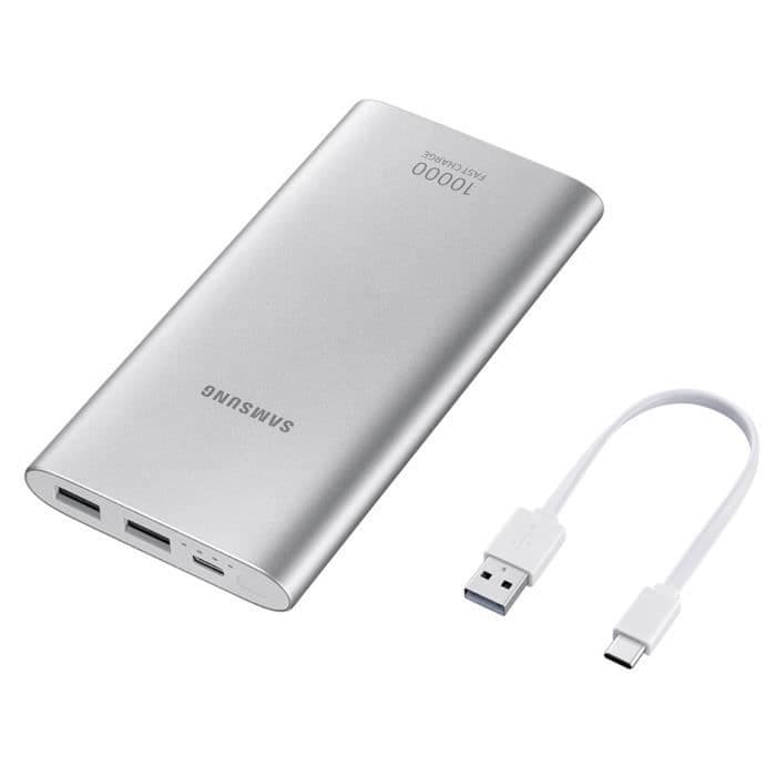 Samsung 10.000 mAh bærbart batteri - Hurtig opladning USB-A, USB-C - Sølv