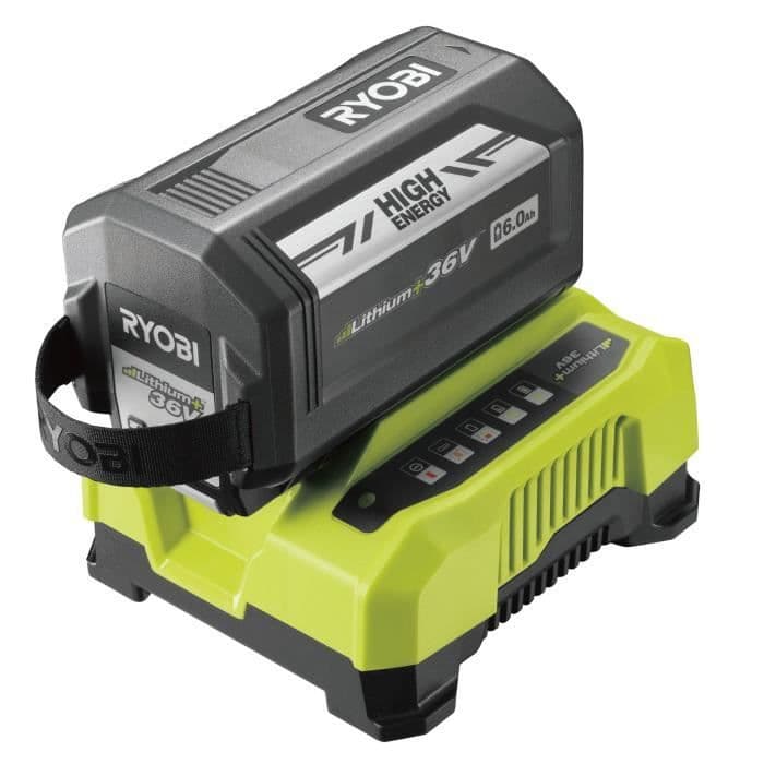 RYOBI 36V 6Ah Max Power højenergibatteri + oplader - RY36BC60A-160