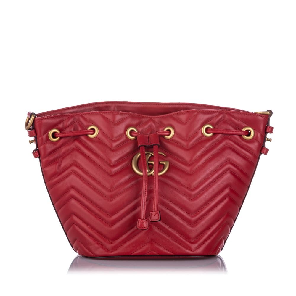 Gucci GG Marmont Bucket Bag Red