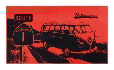 BRISA VW Collection - Volkswagen Bus T1 Kleinbus Transporter Suuri rantapyyhe (Highway 1/Red/Black)