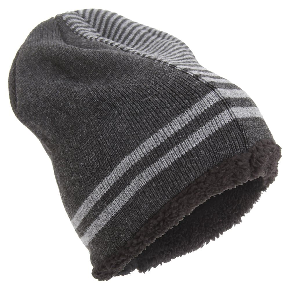 Rockjock Unisex Striped Knitted Fleece Lined Winter Beanie Hat