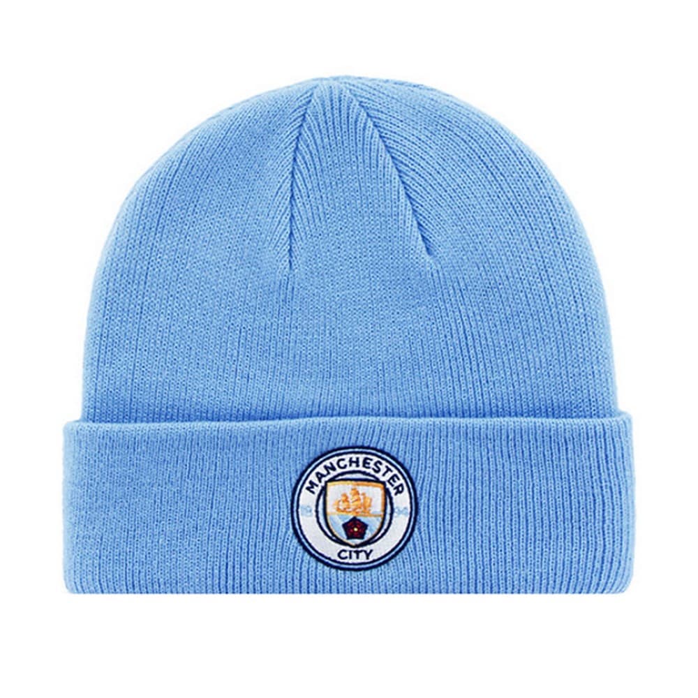 Manchester City FC Vuxna Officiell Stickad Vinterfotboll Crest Hat