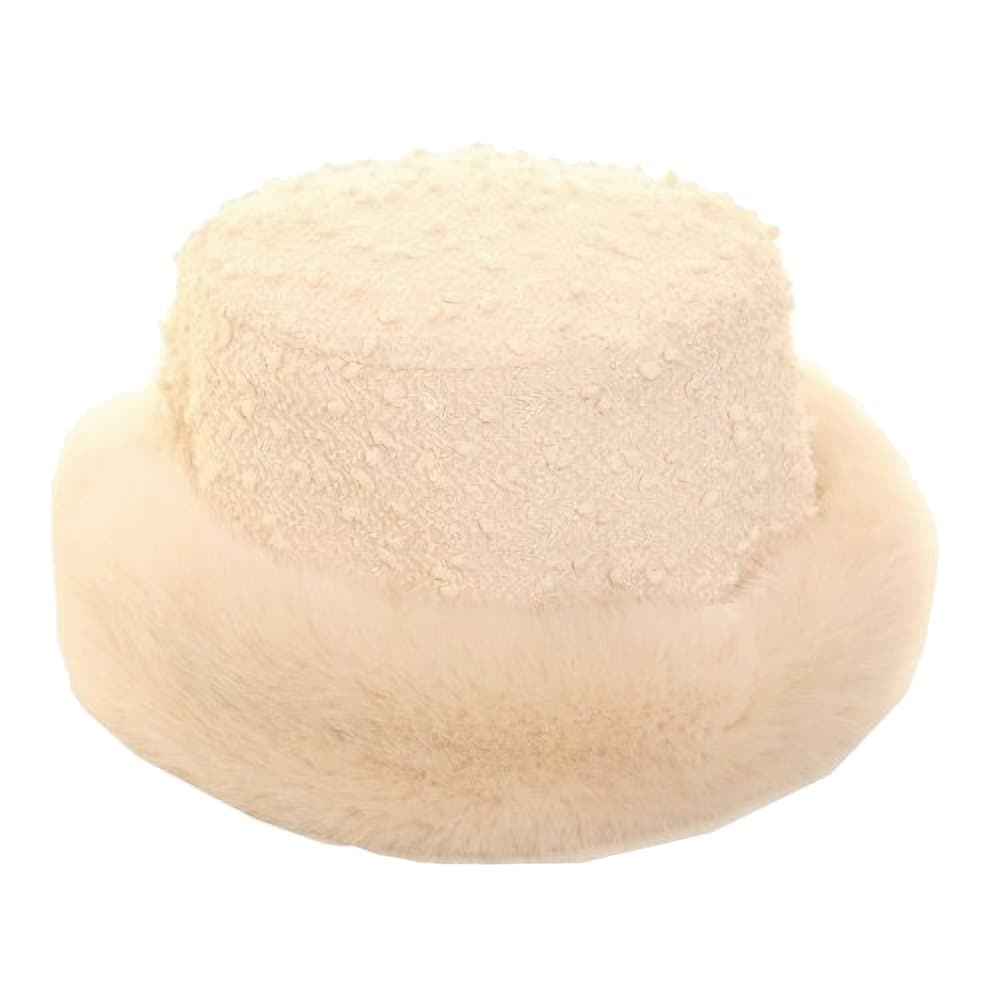 Womens Thermal Winter Boucle Hat With Faux Fur Trim