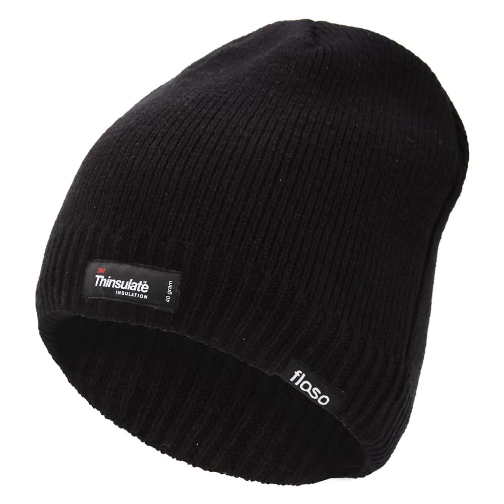 FLOSO Mens Plain Thinsulate Thermal Knitted Waterproof Winter Hat